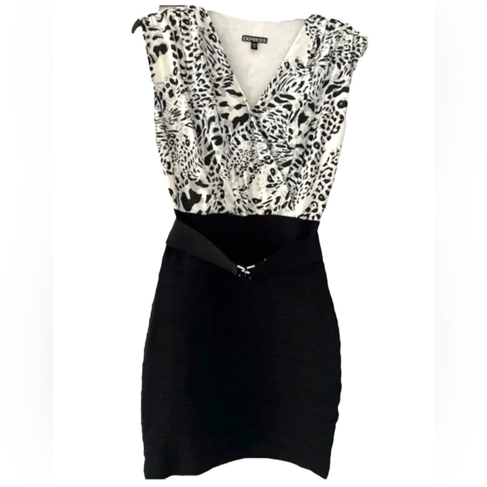 Express Animal Print Belted Bandage Skirt Dress